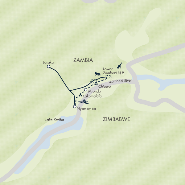 Map: Zambezi Canoe Safari (Exodus)