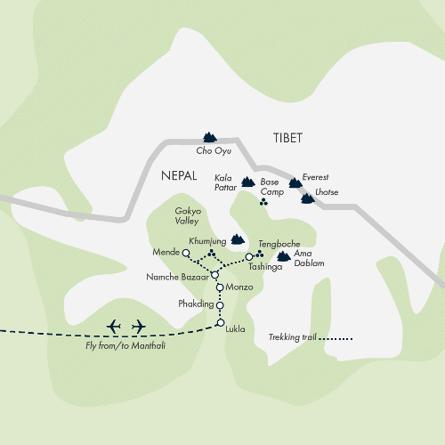 Map: Everest Treks in Comfort (Exodus)