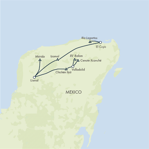 Map: Mexico's Yucatán Adventure (Exodus)