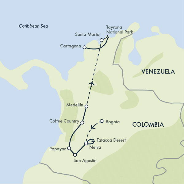 Map: Colombia: Culture, Coffee & Caribbean (Exodus)