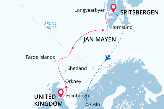 Map: Crossing the Arctic Circle (Poseidon Expeditions)