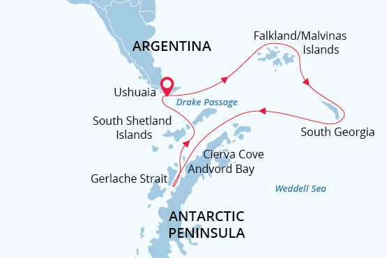 Map: Antarctic Wildlife Adventure (Poseidon Expeditions)