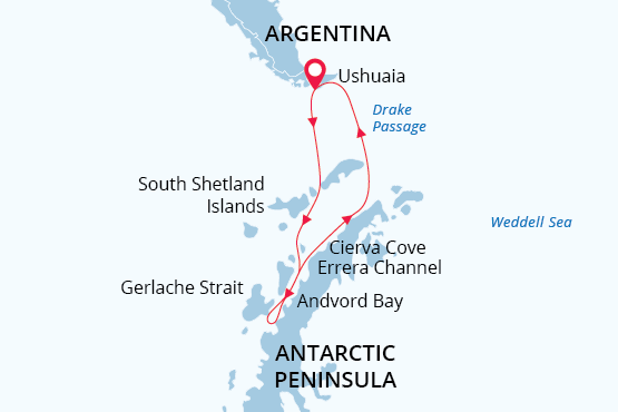 Map: New Year in Antarctica (Poseidon Expeditions)