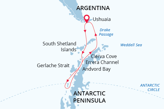 Map: Crossing 66º South Latitude (Poseidon Expeditions)