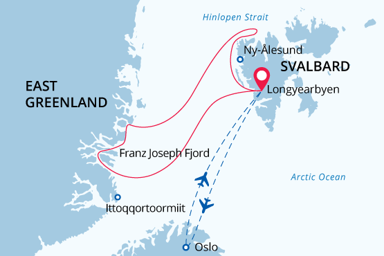 Map: Icebergs, Fjords, Polar bears and Arctic wildlife (Poseidon Expeditions)