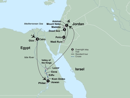 Map: Journey Through Egypt and Jordan (Collette)