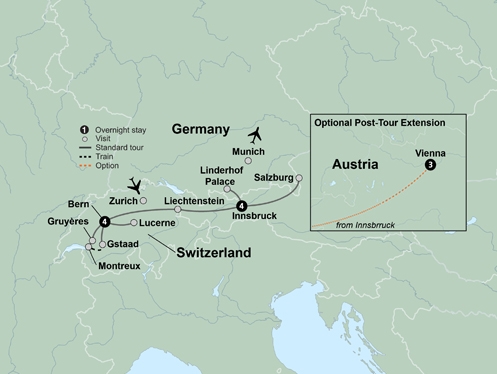 Map: Discover Switzerland, Austria & Bavaria (Collette)
