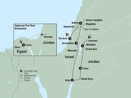 Map: Jordan & Israel: Cultural Crossroads (Collette)