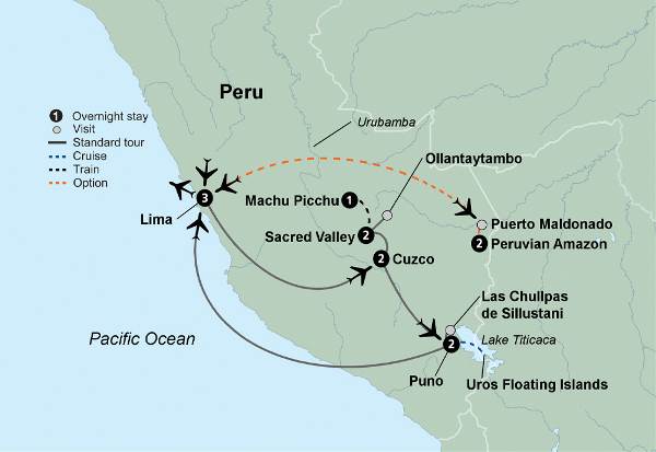 Map: Peru: Machu Picchu and Lake Titicaca (Collette)