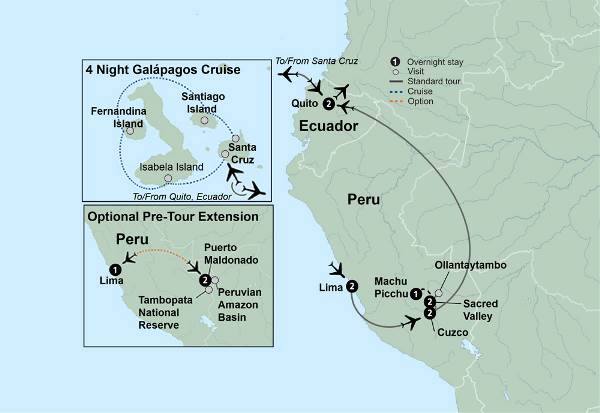 Map: Machu Picchu & Galapagos Wonders (Collette)