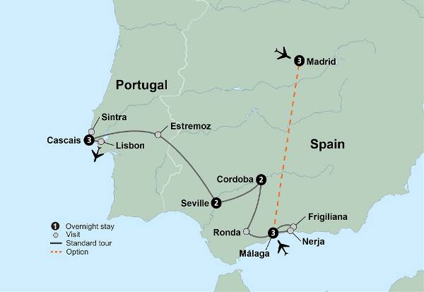 Map: Exploring Iberia: Southern Spain to Coastal Portugal (Collette)