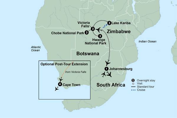 Map: Wilderness of Southern Africa: Safari by Land & Water (Collette)