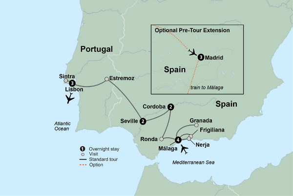 Map: Exploring Iberia: Southern Spain to Coastal Portugal (Collette)