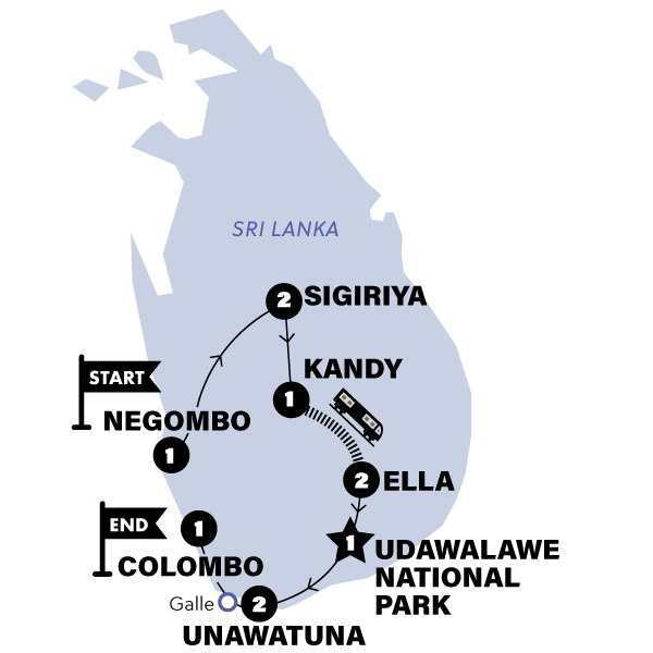 Map: Pure Sri Lanka (Contiki)