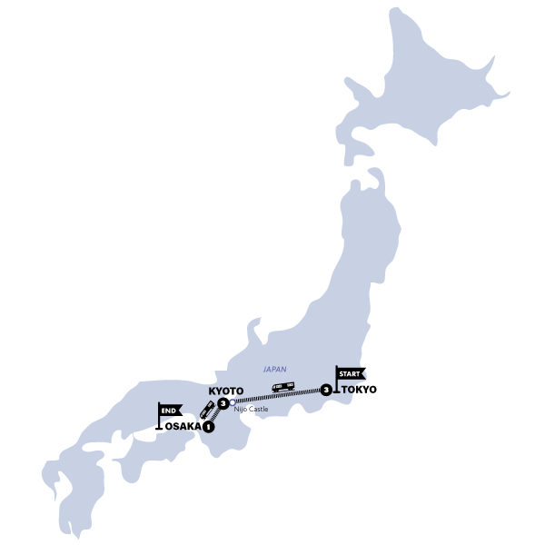 Map: Japan in a Week (Contiki)