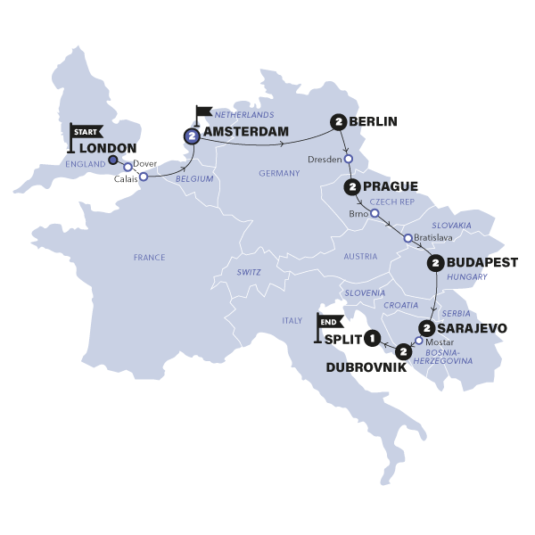 Map: Road to Croatia (Contiki)