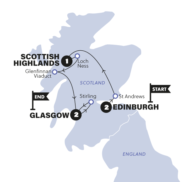 Map: Scotland in a Week (Contiki)