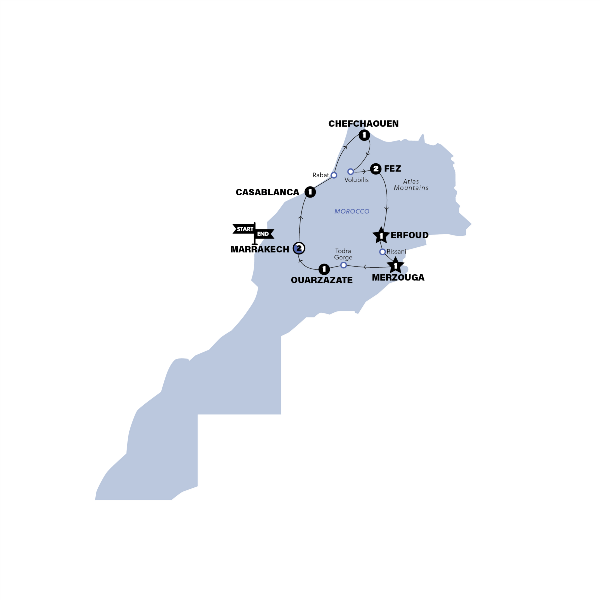 Map: Moroccan Adventure (Contiki)