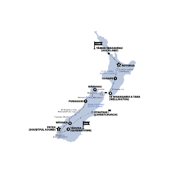 Map: Real New Zealand (Contiki)