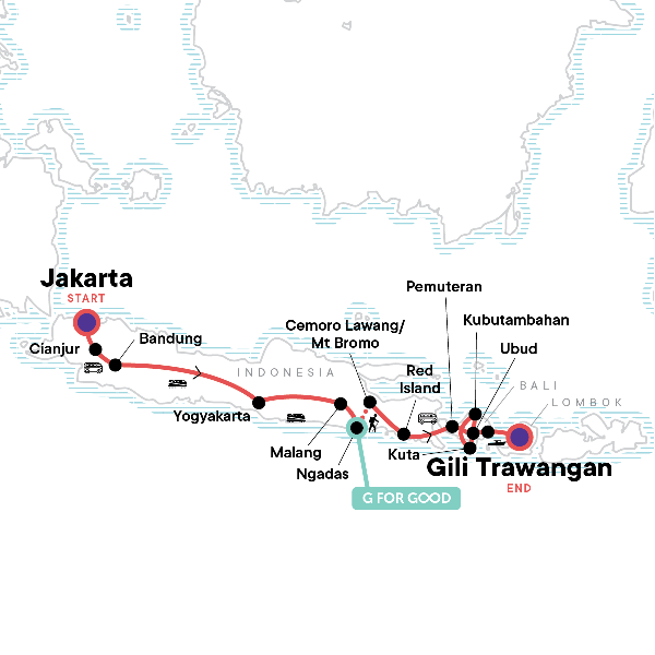 Map: Indonesia Adventure: Java & Bali (G Adventures)