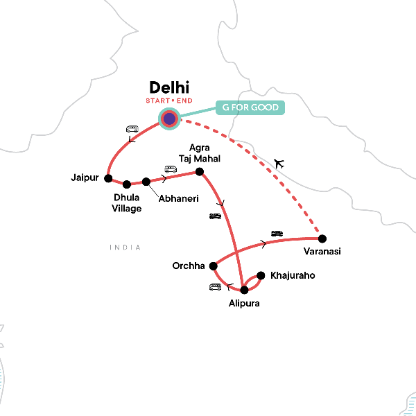 Map: Essential India (G Adventures)