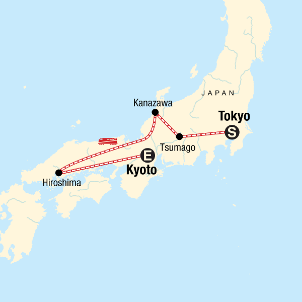 Map: Iconic Japan (G Adventures)