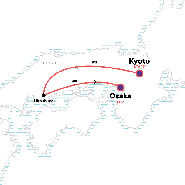 Map: Japan: Castles & Cuisine (G Adventures)