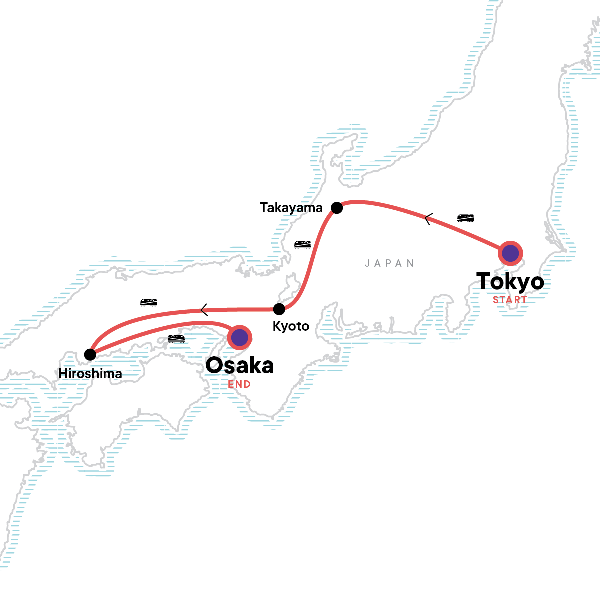 Map: Epic Japan: Speed Trains & Street Food (G Adventures)