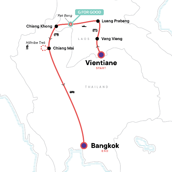 Map: Laos to Northern Thailand: Treks & Trails (G Adventures)