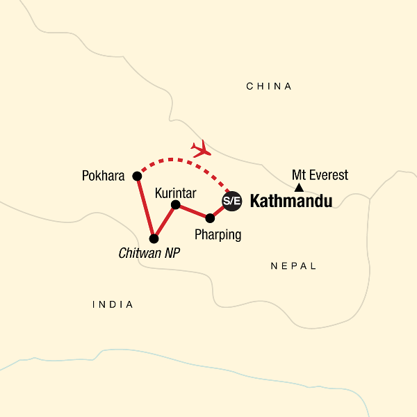 Map: Nepal: Himalaya Highlights (G Adventures)