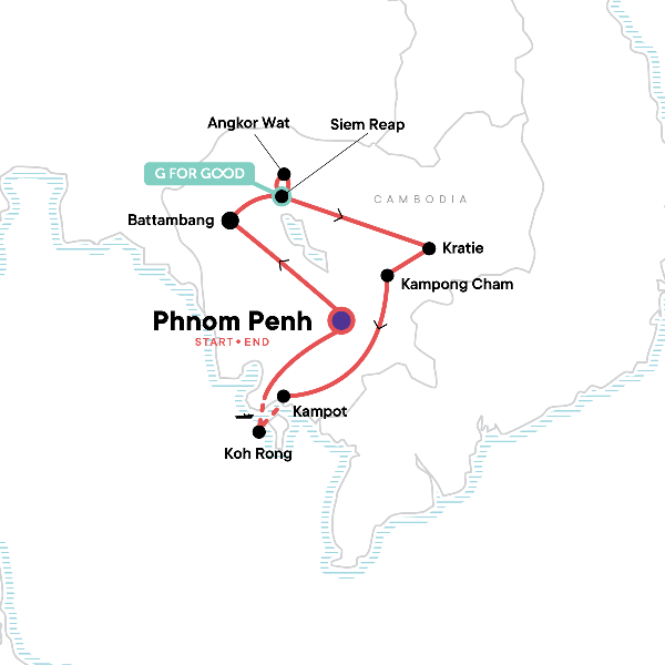 Map: Ultimate Cambodian Adventure (G Adventures)