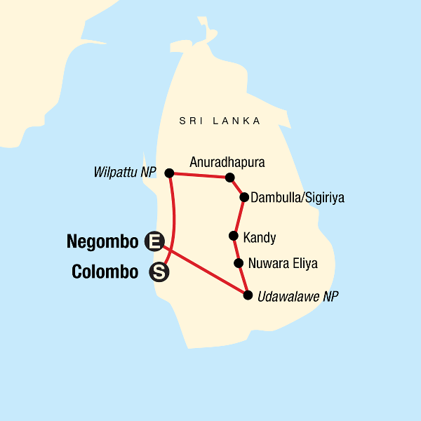 Map: Discover Sri Lanka (G Adventures)