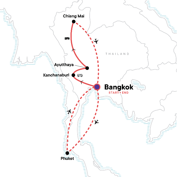 Map: Thailand Family Adventure (G Adventures)
