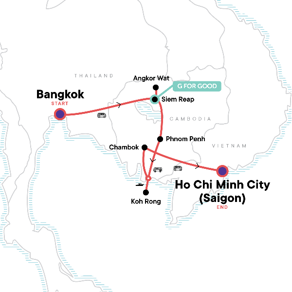 Map: Cambodia: Ancient Ruins & Boat Rides (G Adventures)
