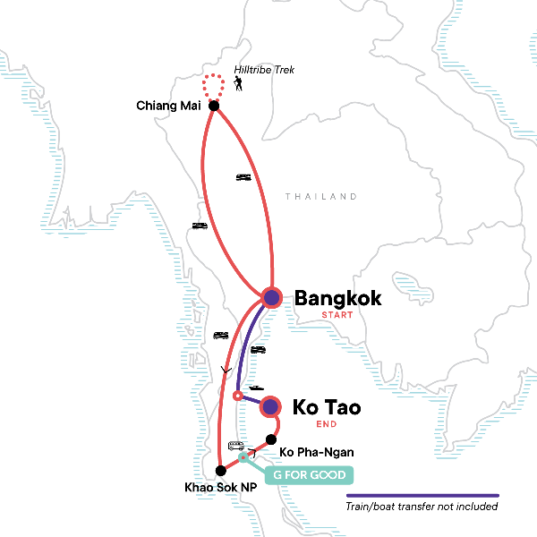 Map: Thailand: Night Markets & Blue Waters (G Adventures)