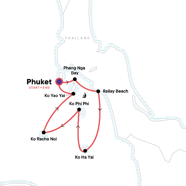 Map: Sailing Thailand - Phuket to Phuket (G Adventures)