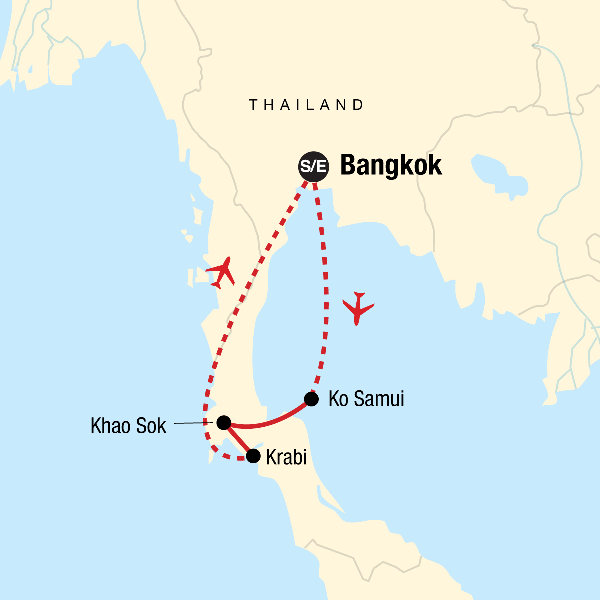 Map: Explore Southern Thailand (G Adventures)