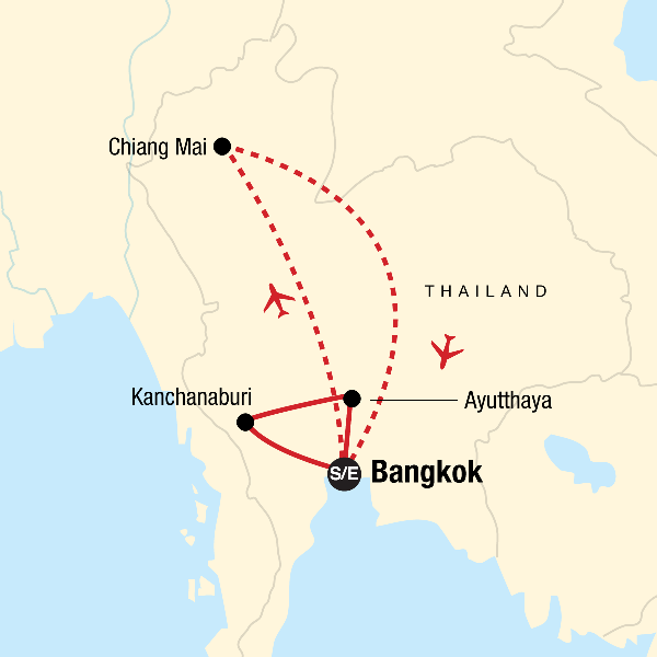 Map: Thailand Journey (G Adventures)