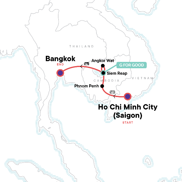 Map: Cambodia Experience (G Adventures)