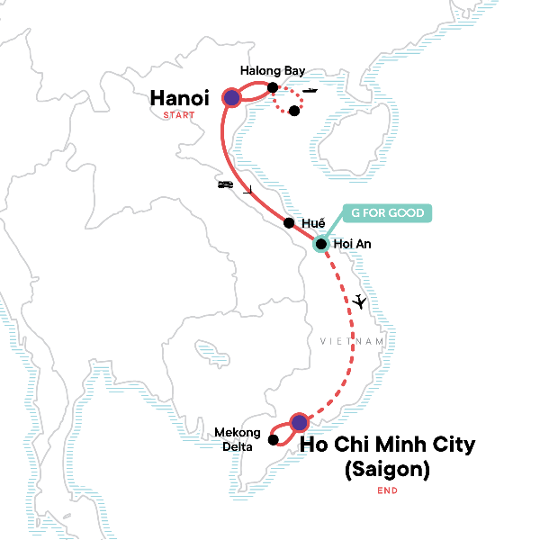 Map: Vietnam Family Adventure (G Adventures)