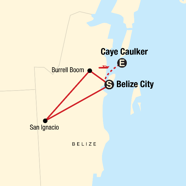 Map: Explore Belize (G Adventures)