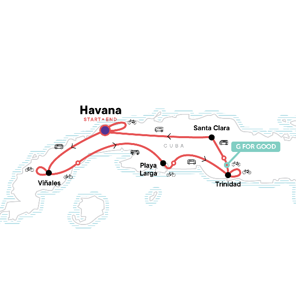 Map: Biking Cuba (G Adventures)