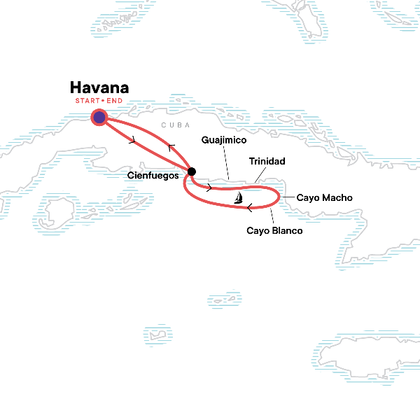 Map: Sailing Cuba - South Coast Explorer (G Adventures)