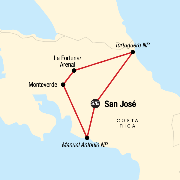 Map: Explore Costa Rica (G Adventures)