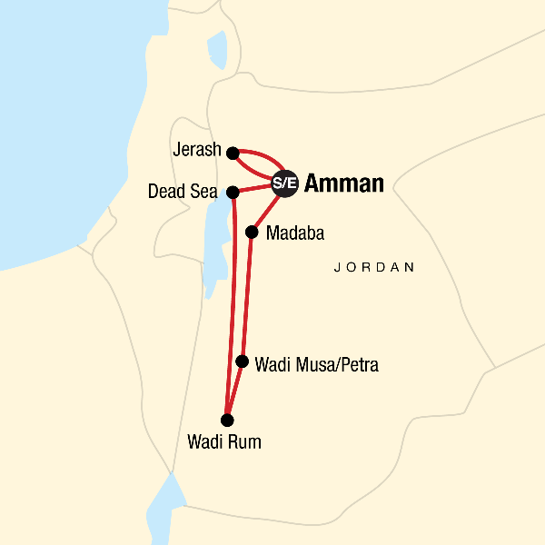 Map: Explore Jordan (G Adventures)