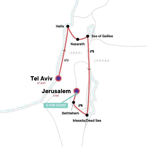 Map: Israel Explorer (G Adventures)