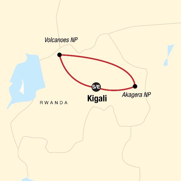 Map: Wild Encounters in Rwanda (G Adventures)
