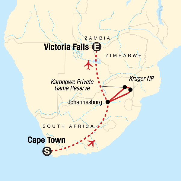 Map: Explore Southern Africa (G Adventures)