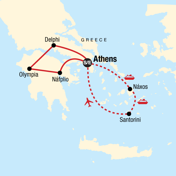Map: Greece: Ancient Ruins & Iconic Islands (G Adventures)