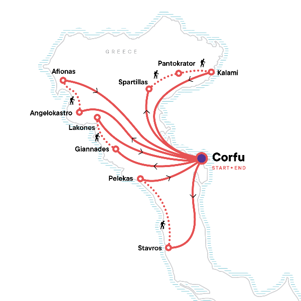 Map: Corfu Trail Hiking Highlights (G Adventures)